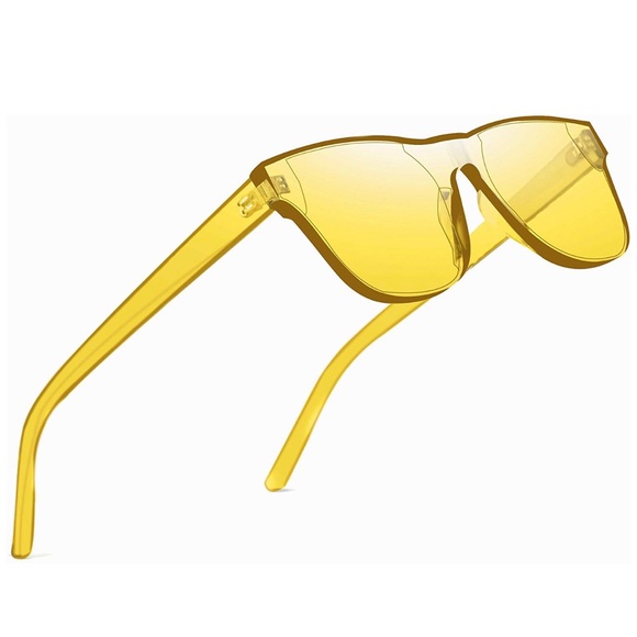 Rimless Wayfarer Sunglasses Retro Yellow Classic - Picture 2 of 6